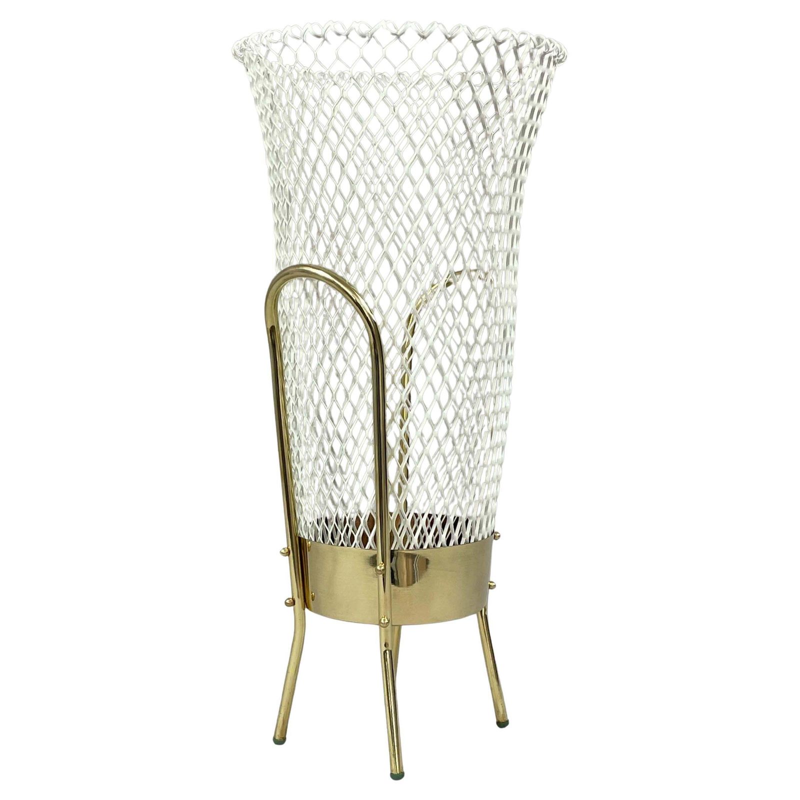 Mid Century Brass & White Metal Umbrella Stand, Italy 1950s