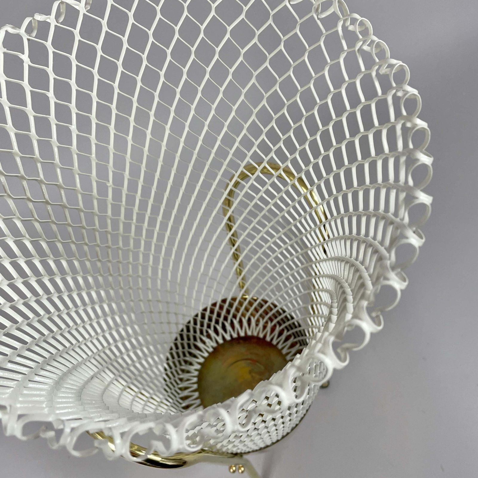photo furniture Mid Century Brass & White Metal Umbrella Stand, Italy 1950s