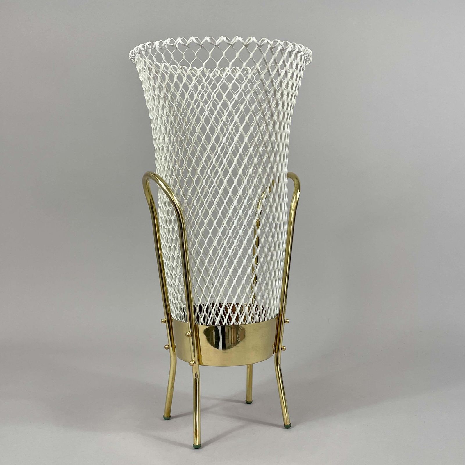 photo for sale Mid Century Brass & White Metal Umbrella Stand, Italy 1950s