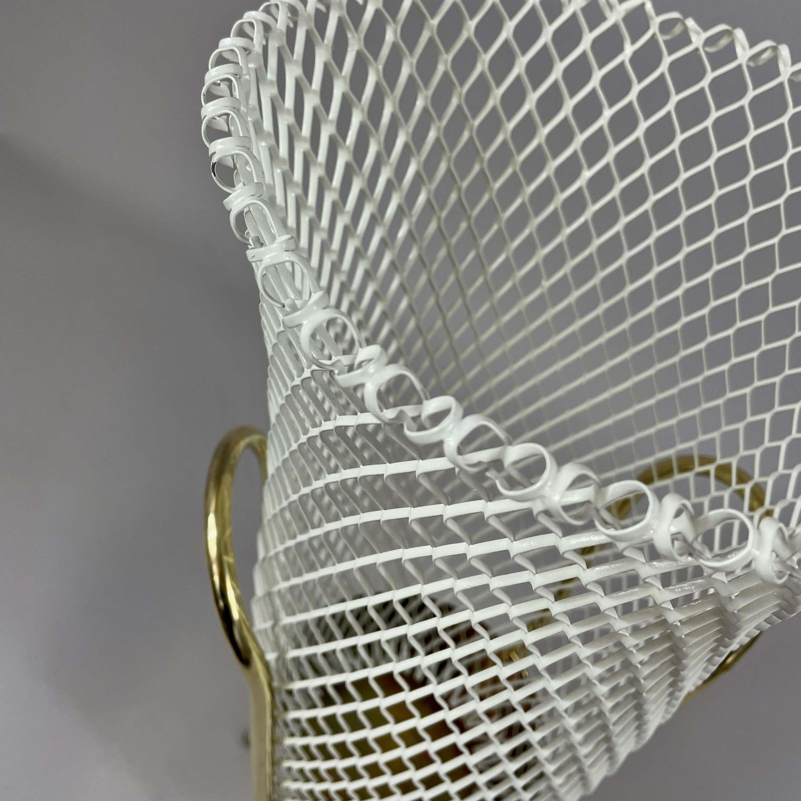 photo vintage Mid Century Brass & White Metal Umbrella Stand, Italy 1950s