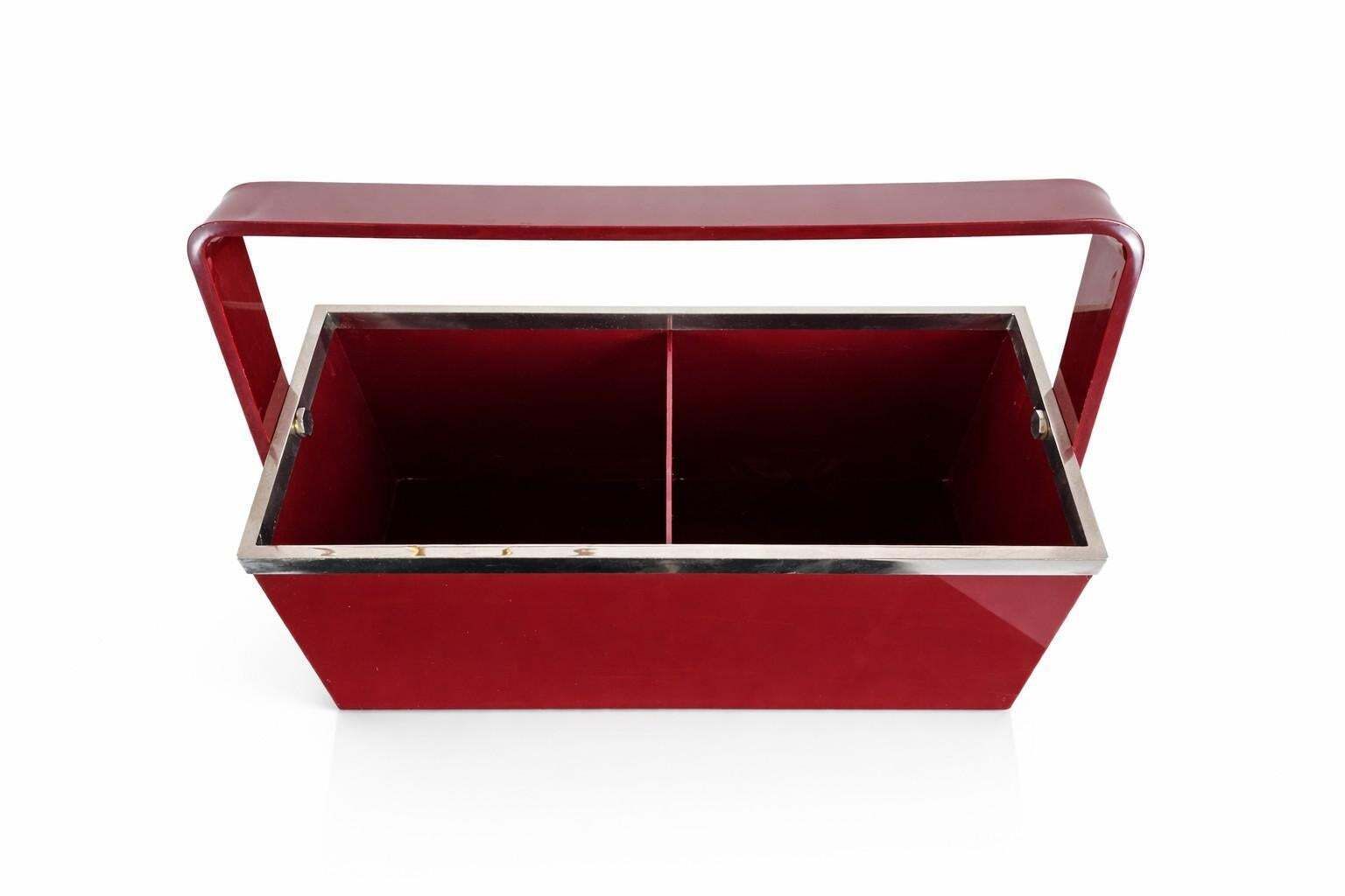 Red Lucite Bottle Stand/Magazine Holder Italy 1960's photo vinterior