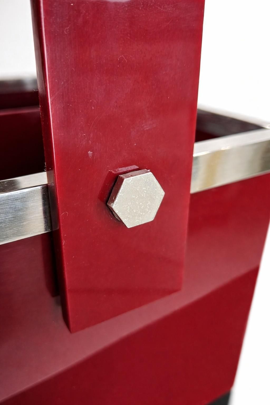 photo furniture Red Lucite Bottle Stand/Magazine Holder Italy 1960's