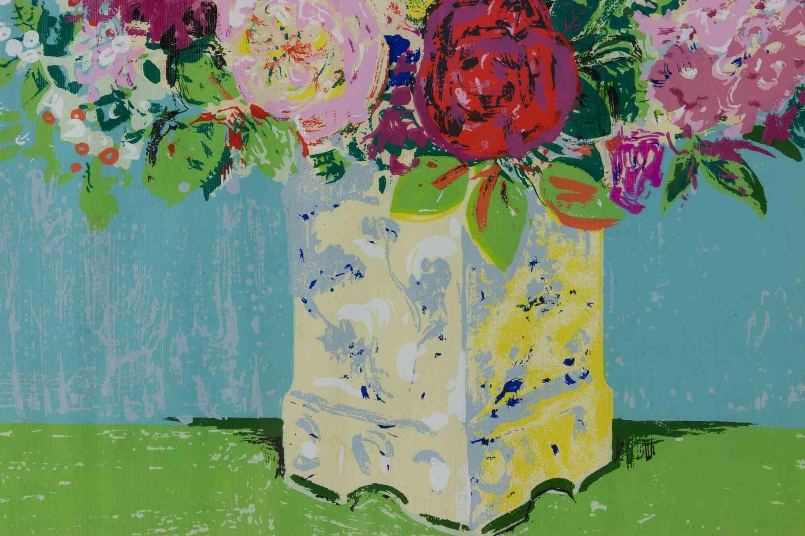 Felicita Fraistill Life With Vase Of Flowers   Painting By Felicita Frai   19701970 photo furniture