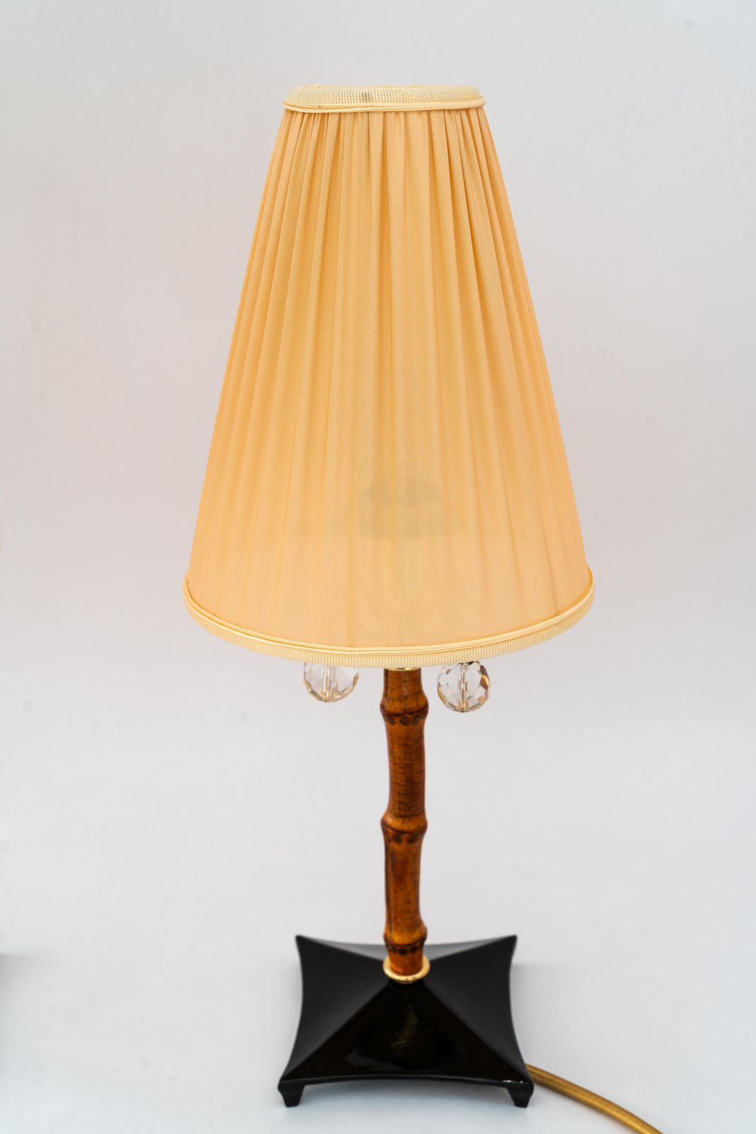 2x Rupert Nikoll Bamboo Table Lamps With Fabric Shades Vienna Around 1950s photo for sale