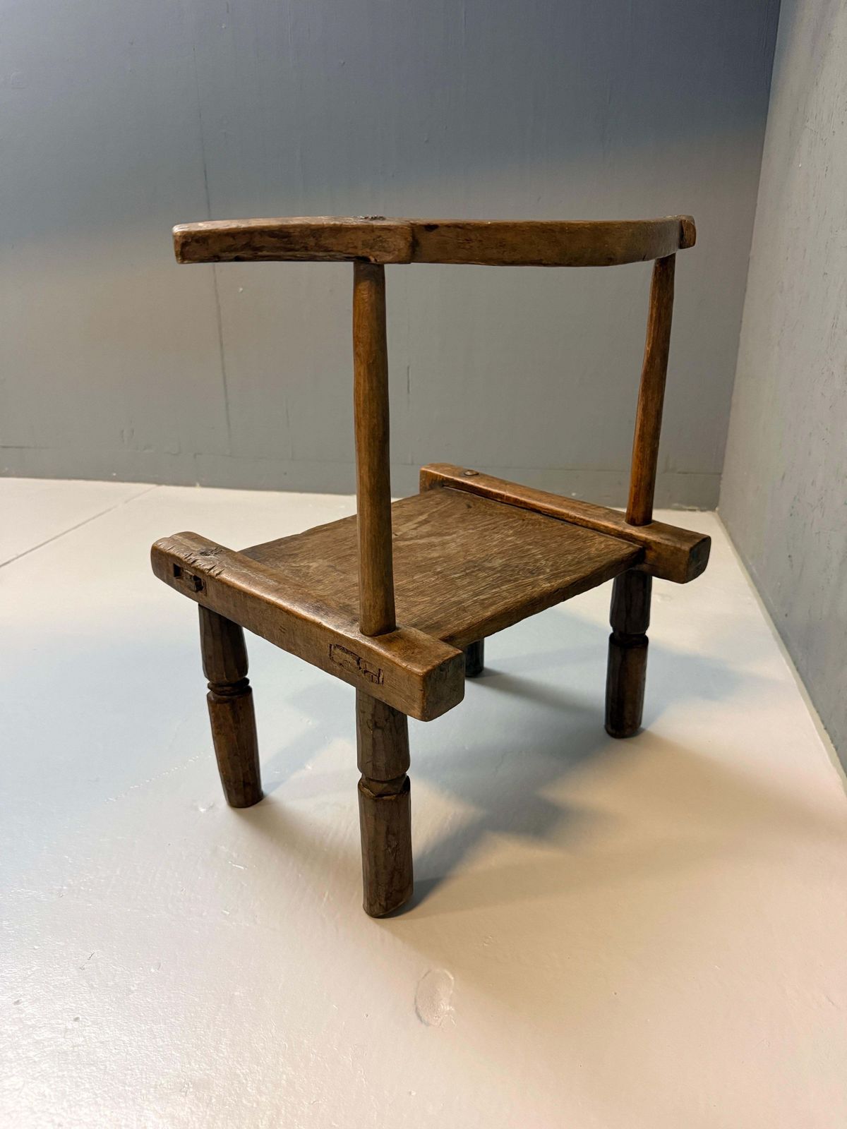 Furniture Hand Carved African Baule Tribal Chair, Ivory Coast, Early 20th Century photo