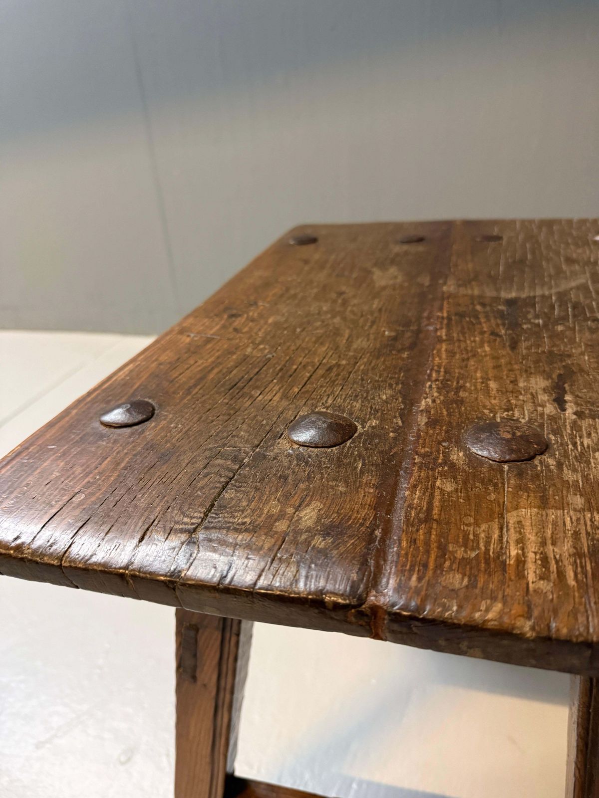 Early Spanish Pine Side Table With Drawer, Primitive Rustic Table, 19th Century photo for sale
