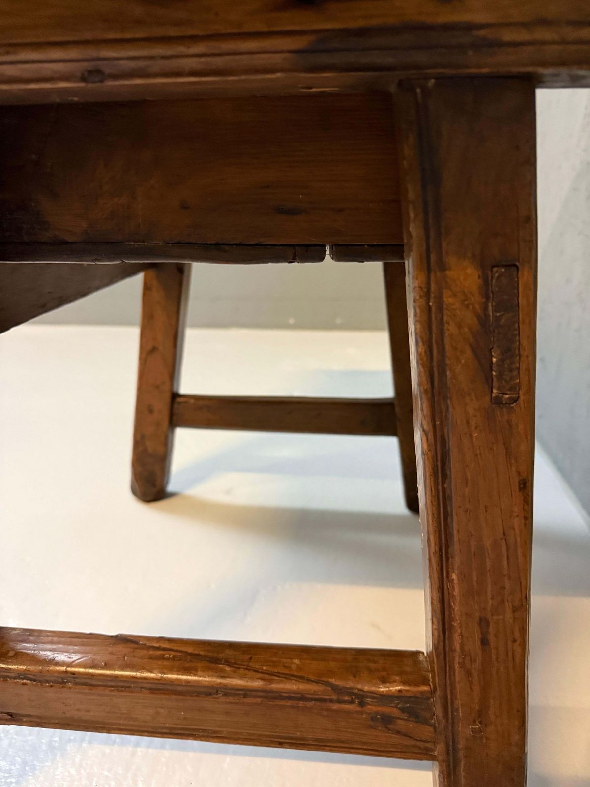Early Spanish Pine Side Table With Drawer, Primitive Rustic Table, 19th Century photo 668.0
