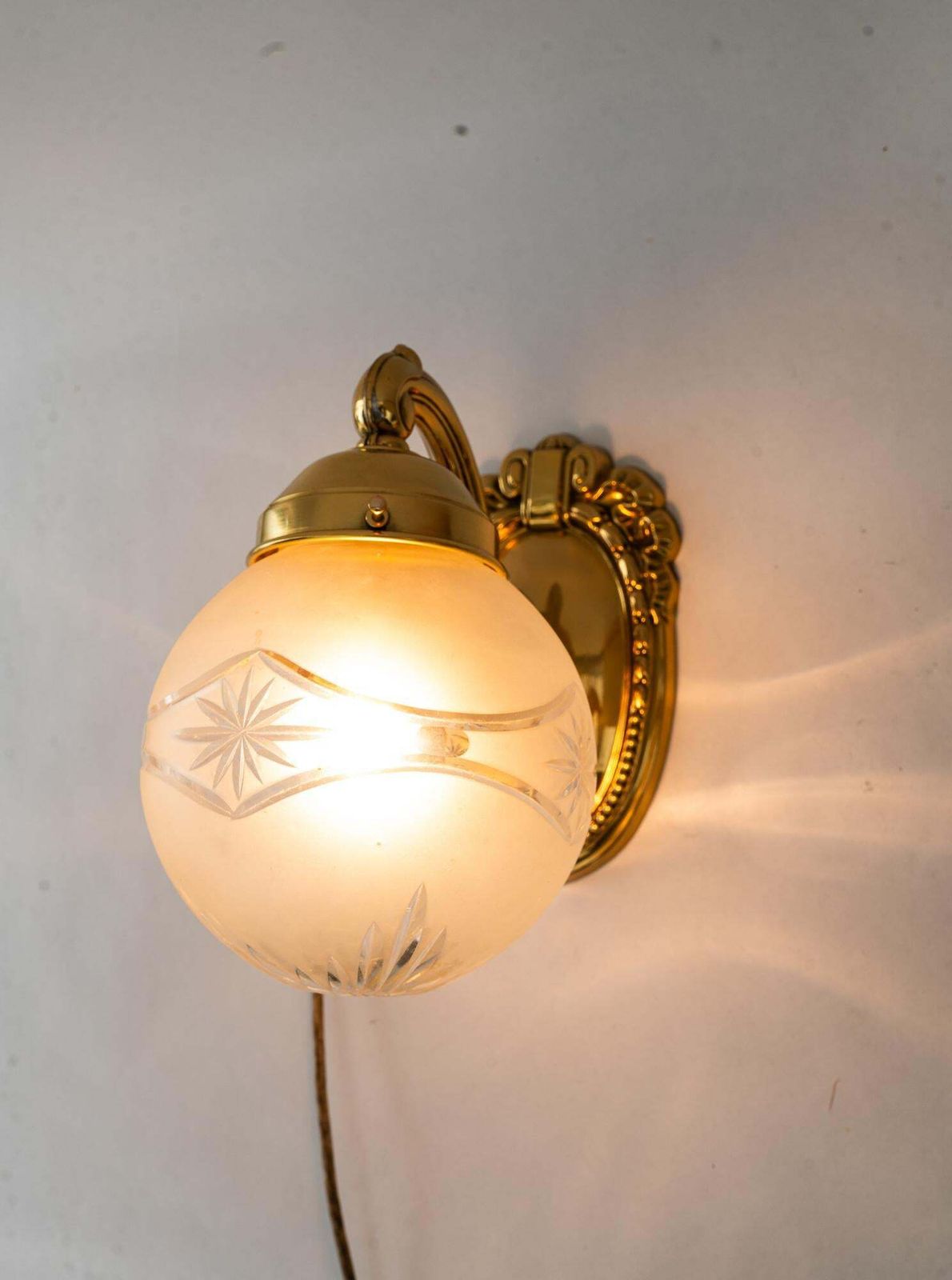 photo furniture 2 Historistic Wall Lamps With Cut Glass Shades Vienna Around 1890s
