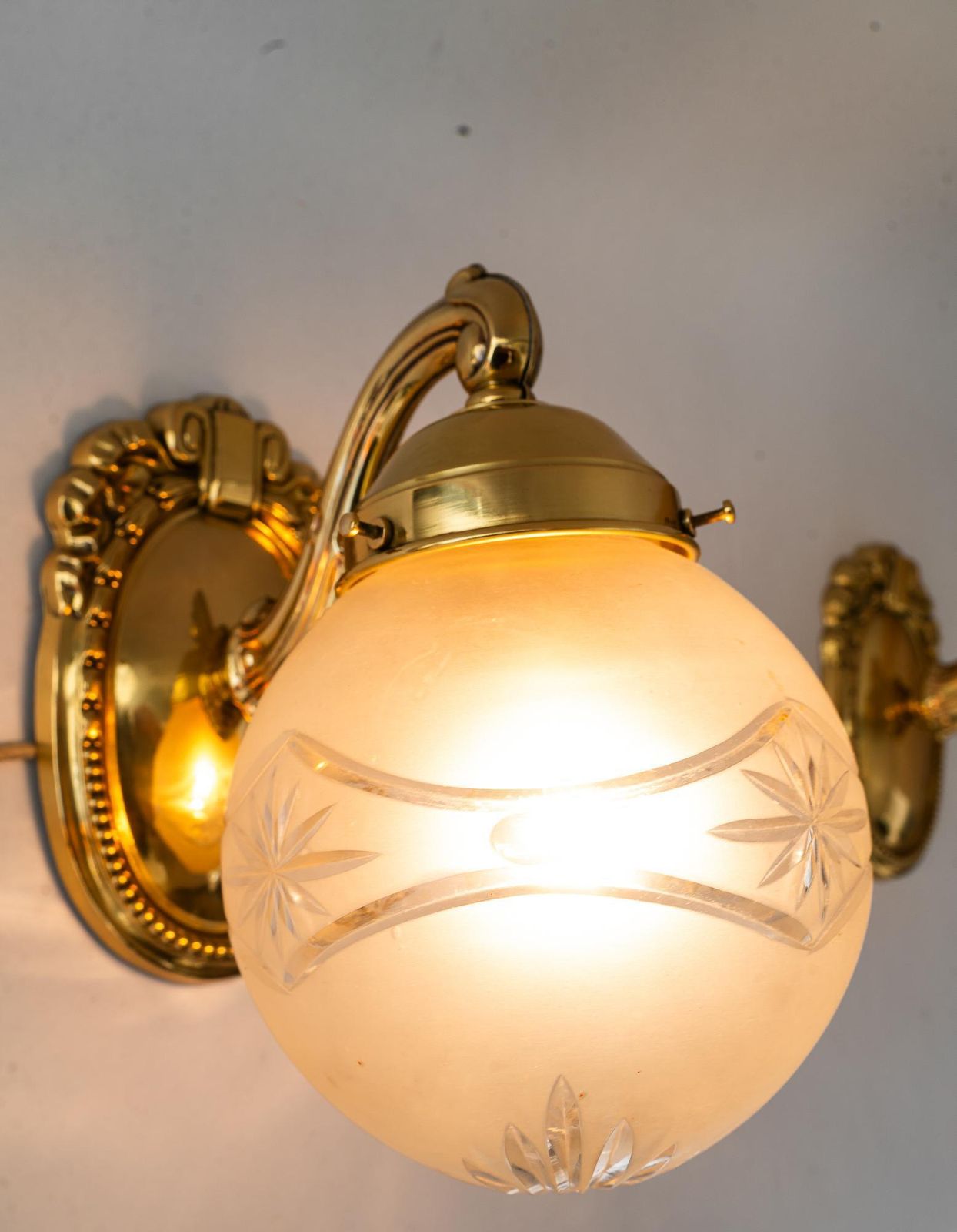 Lighting 2 Historistic Wall Lamps With Cut Glass Shades Vienna Around 1890s photo