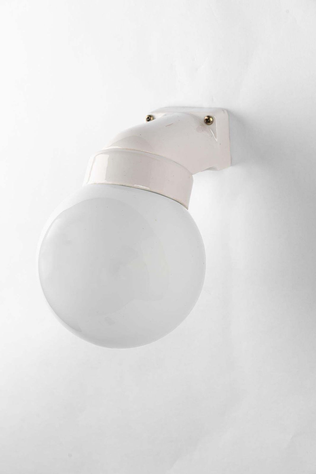 Bauhaus Porcelain Wall Lamp With Opal Glass Shade Germany Around 1920s photo 193.0