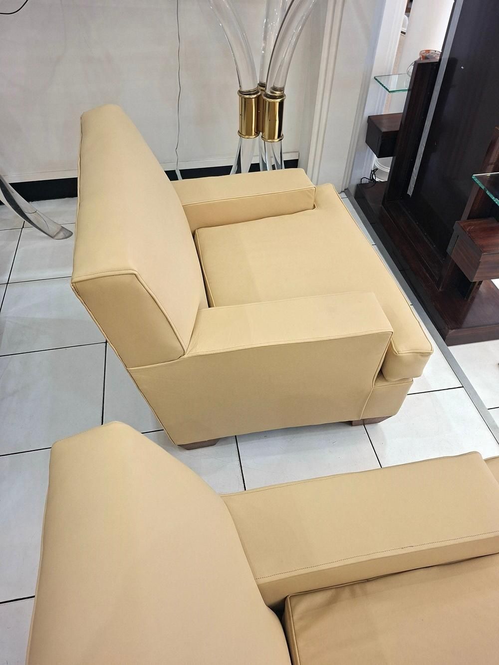 Pair Of Leather Armchairs After Jean Michel Frank, Circa 1935 photo 18987.0