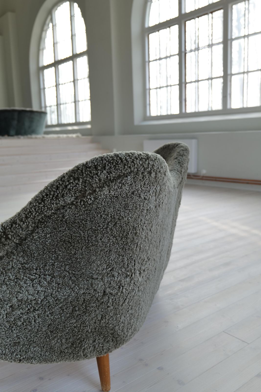 photo furniture Samspel Sofa By Carl Malmsten, Reupholstered Sheepskin, Sweden, 1956