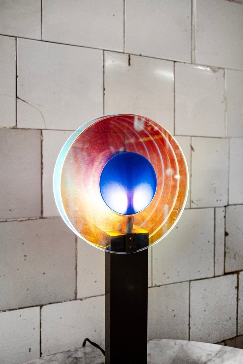 Targetti Sankey Tafellamp Met Stalen Constructie, Jaren 1980 photo Verlichting