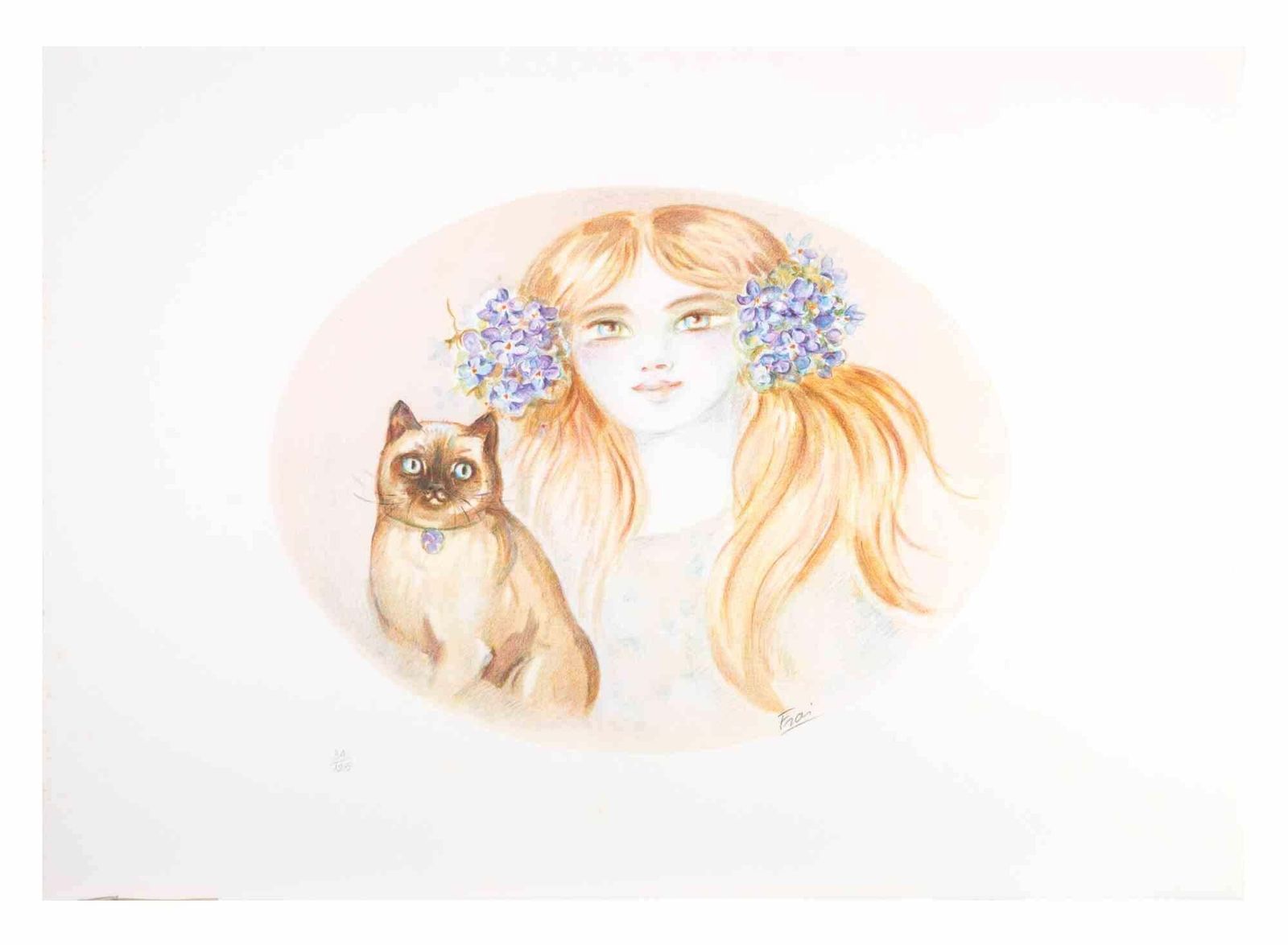 Felicita Fraiportrait   Lithograph By Felicita Frai   1980s1980s photo furniture