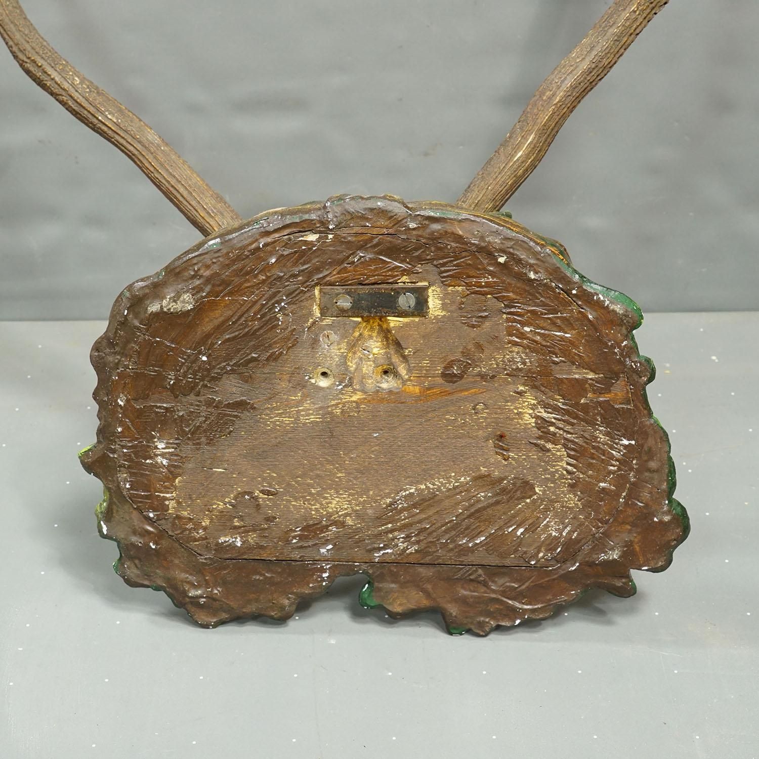 photo furniture Antique Black Forest Deer Trophy On Plaster Plaque, Ca. 1920s