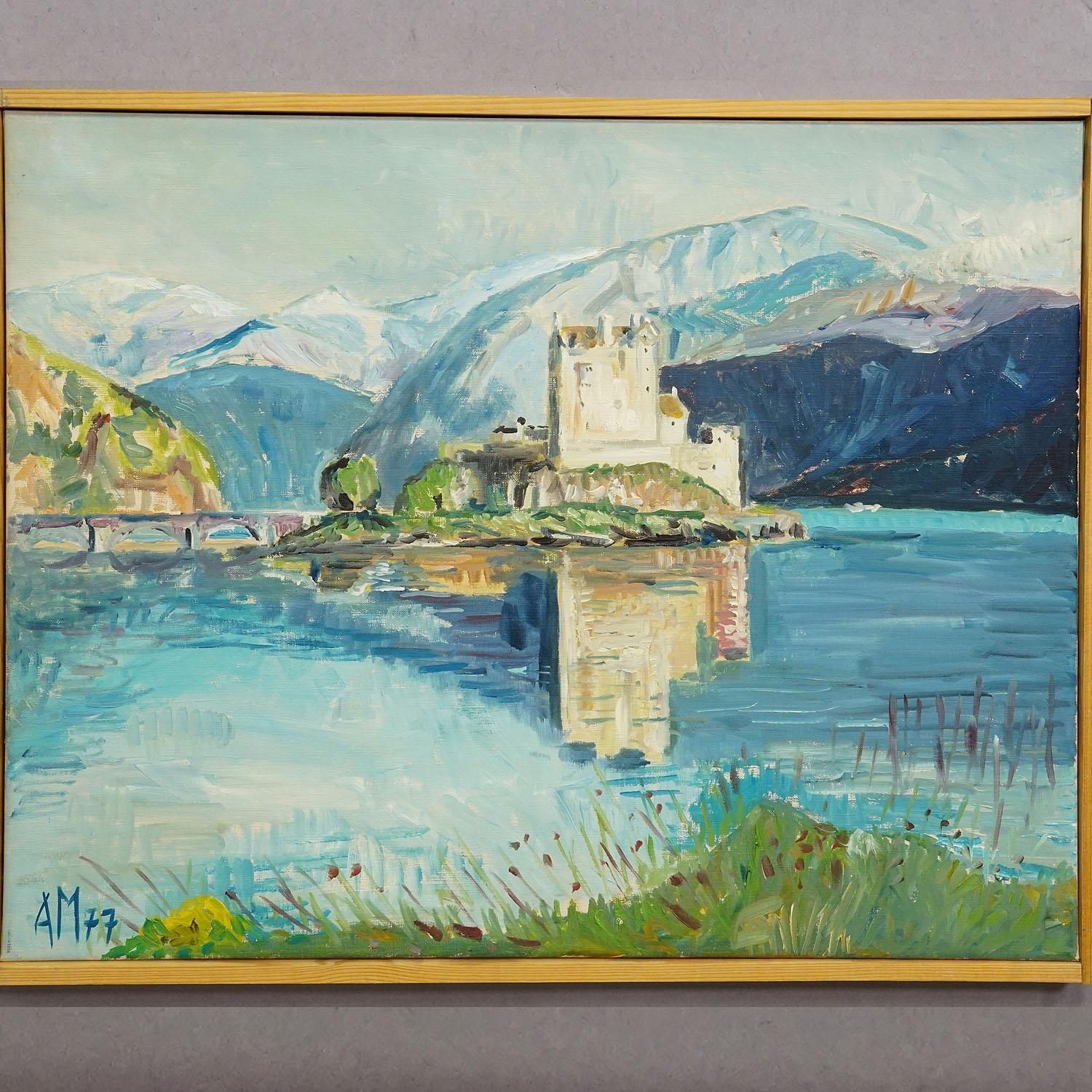 Eilean Donan Castle, Scotland, 1977 – Oil Painting By Alexander Michael photo 639.0