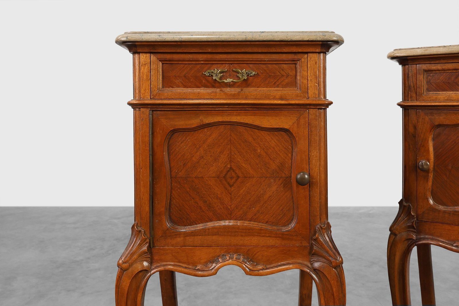 Louis XV Nightstands With Marble Tops, France, 1900s, Set Of 2 photo furniture