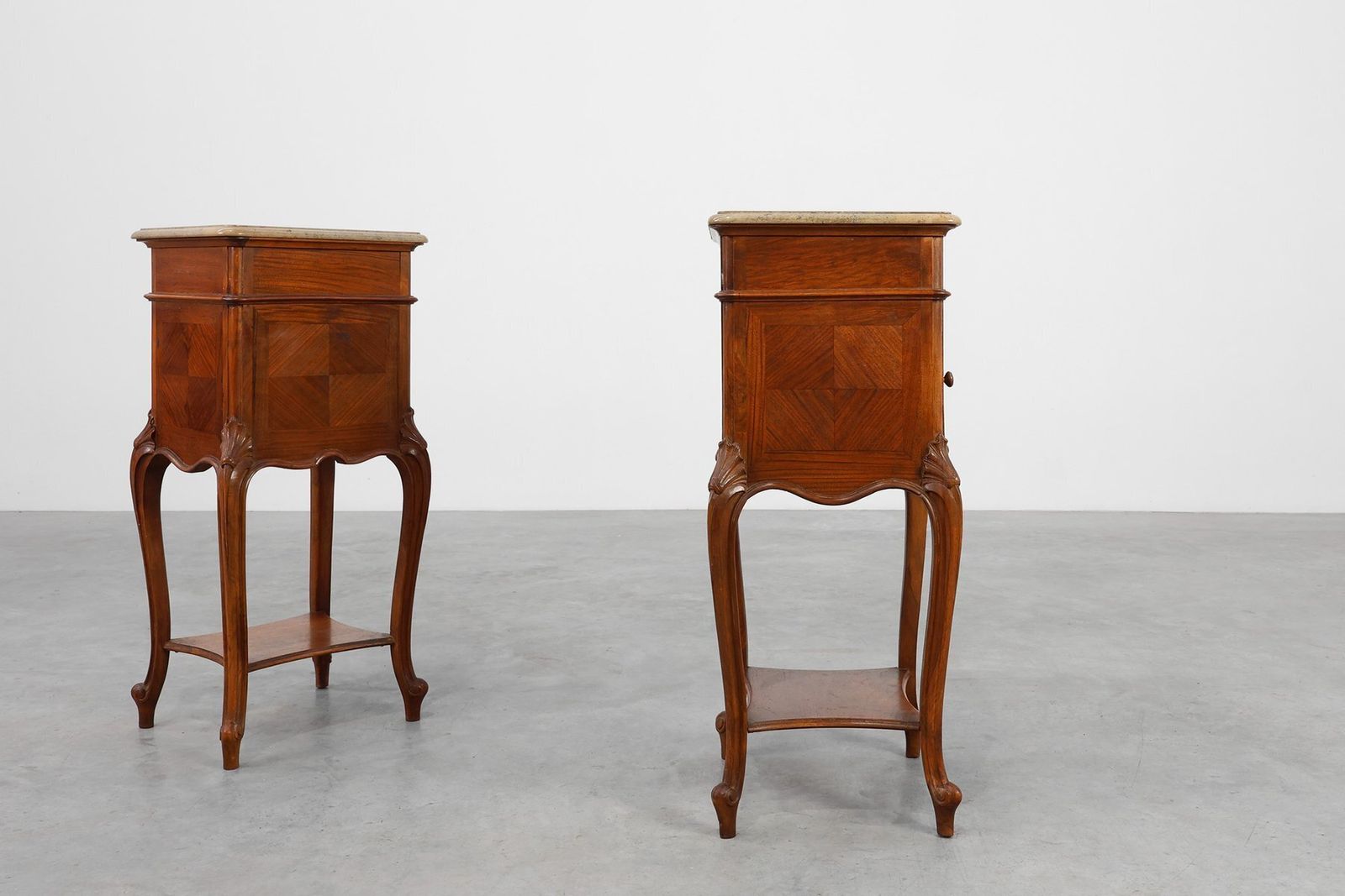 Louis XV Nightstands With Marble Tops, France, 1900s, Set Of 2 photo buy