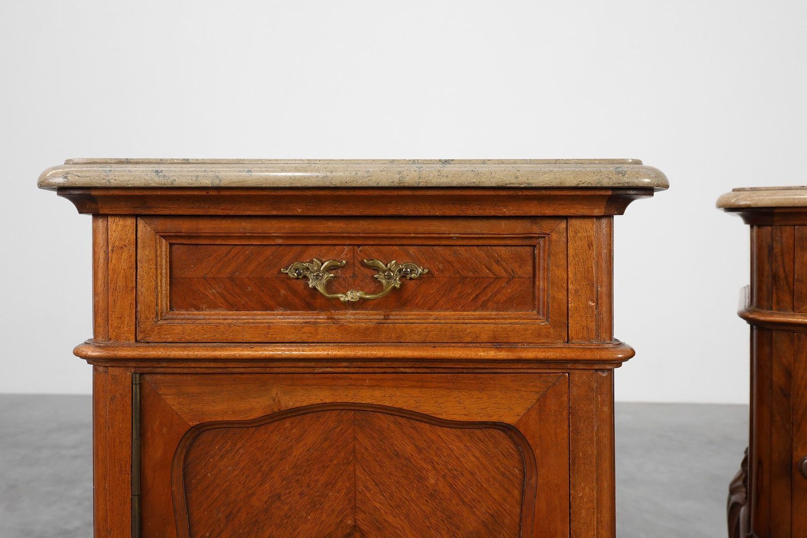 photo furniture Louis XV Nightstands With Marble Tops, France, 1900s, Set Of 2