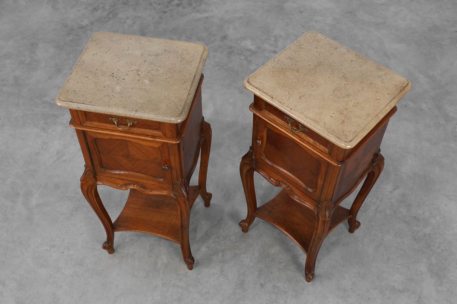 Furniture Louis XV Nightstands With Marble Tops, France, 1900s, Set Of 2 photo