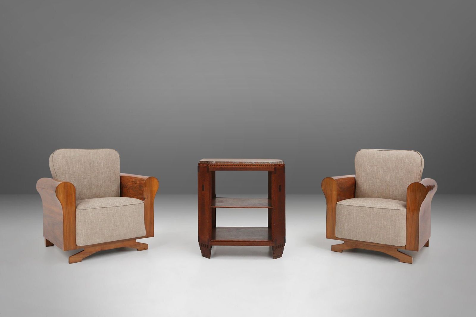 Art Deco Armchairs In Walnut Veneer, France, 1930s, Set Of 2 photo furniture