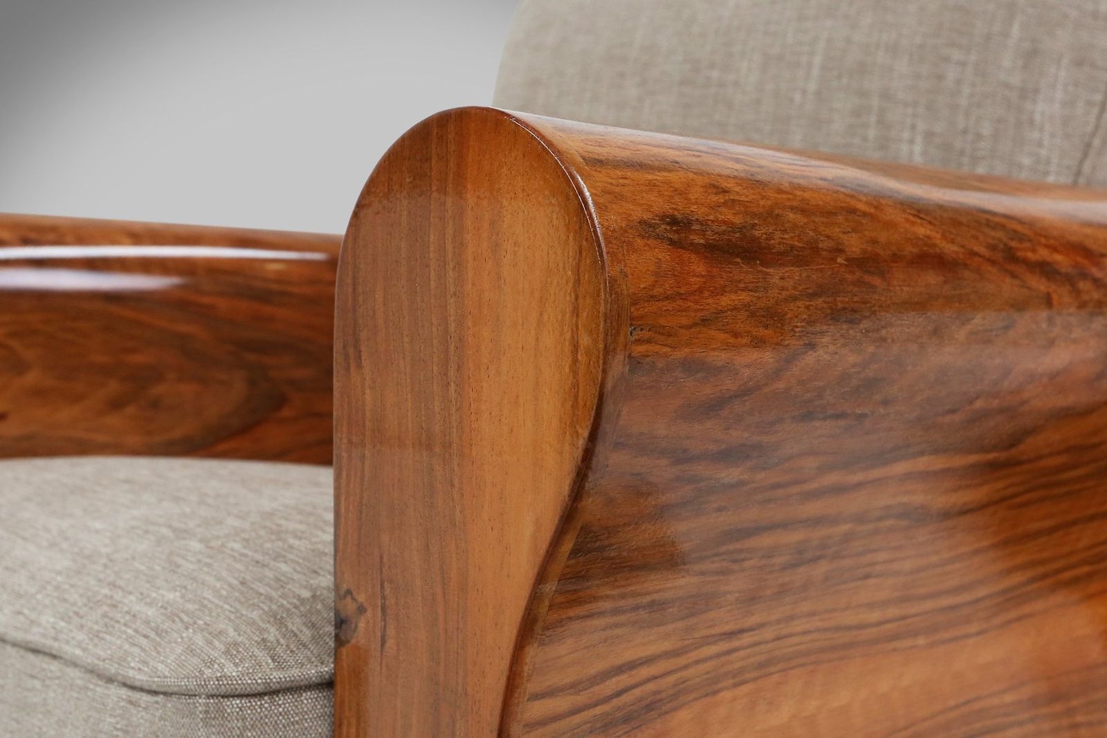 photo vinterior Art Deco Armchairs In Walnut Veneer, France, 1930s, Set Of 2