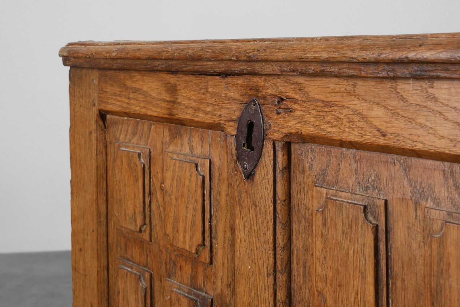 Rustic Oak Paneled Trunk Or Chest, France, 18th Century photo 1553.0