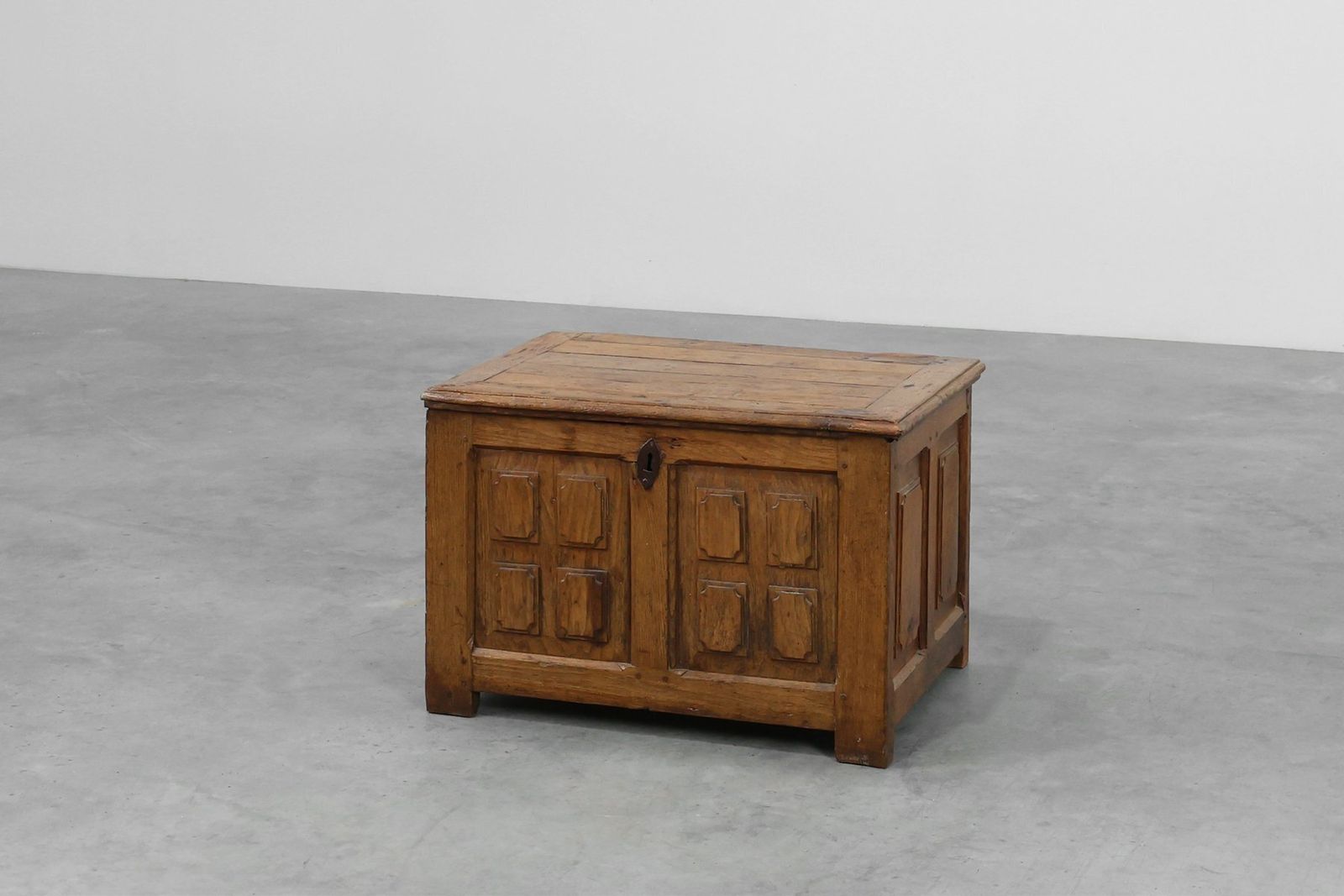 photo furniture Rustic Oak Paneled Trunk Or Chest, France, 18th Century