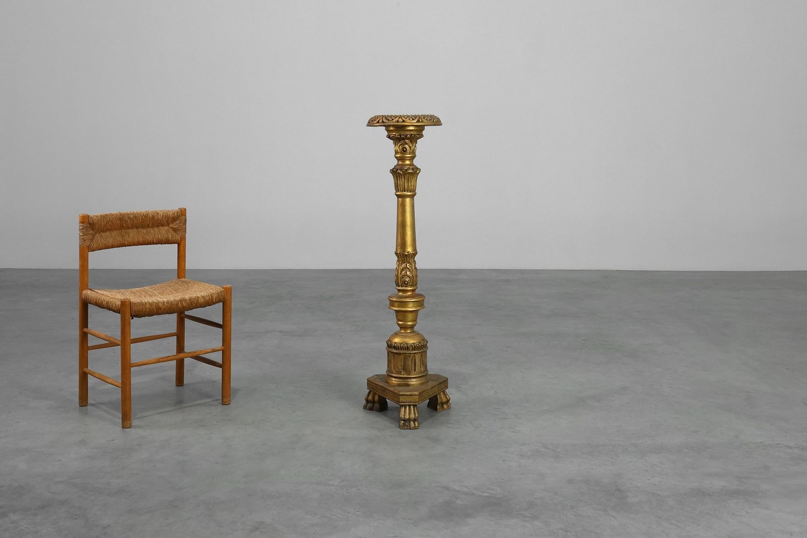 19th Century Giltwood Pedestals With Plaster Decoration, France, Set Of 2 photo vinterior