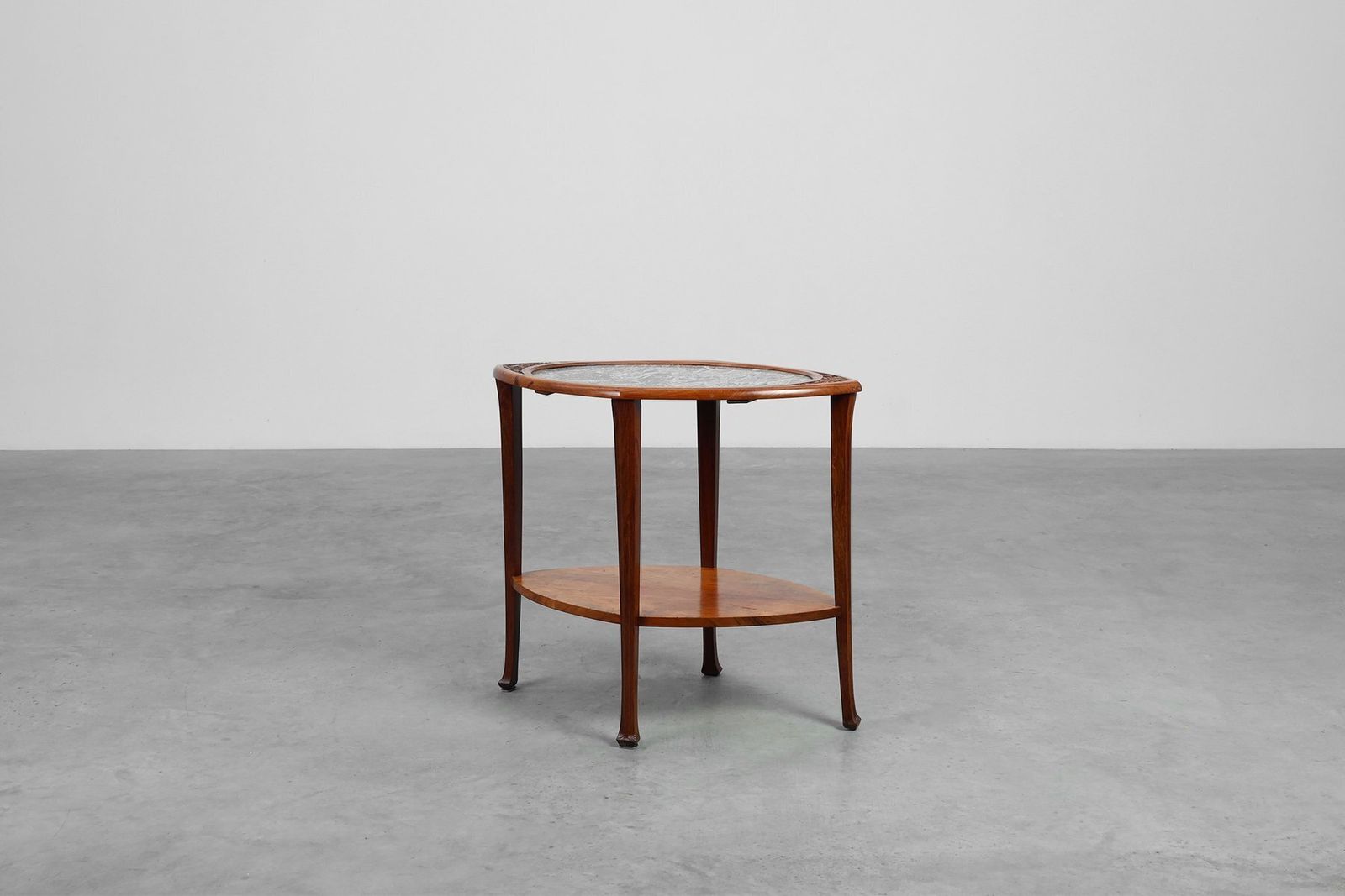 Art Nouveau Side Table In Walnut And Marble, France, 1915 photo Furniture
