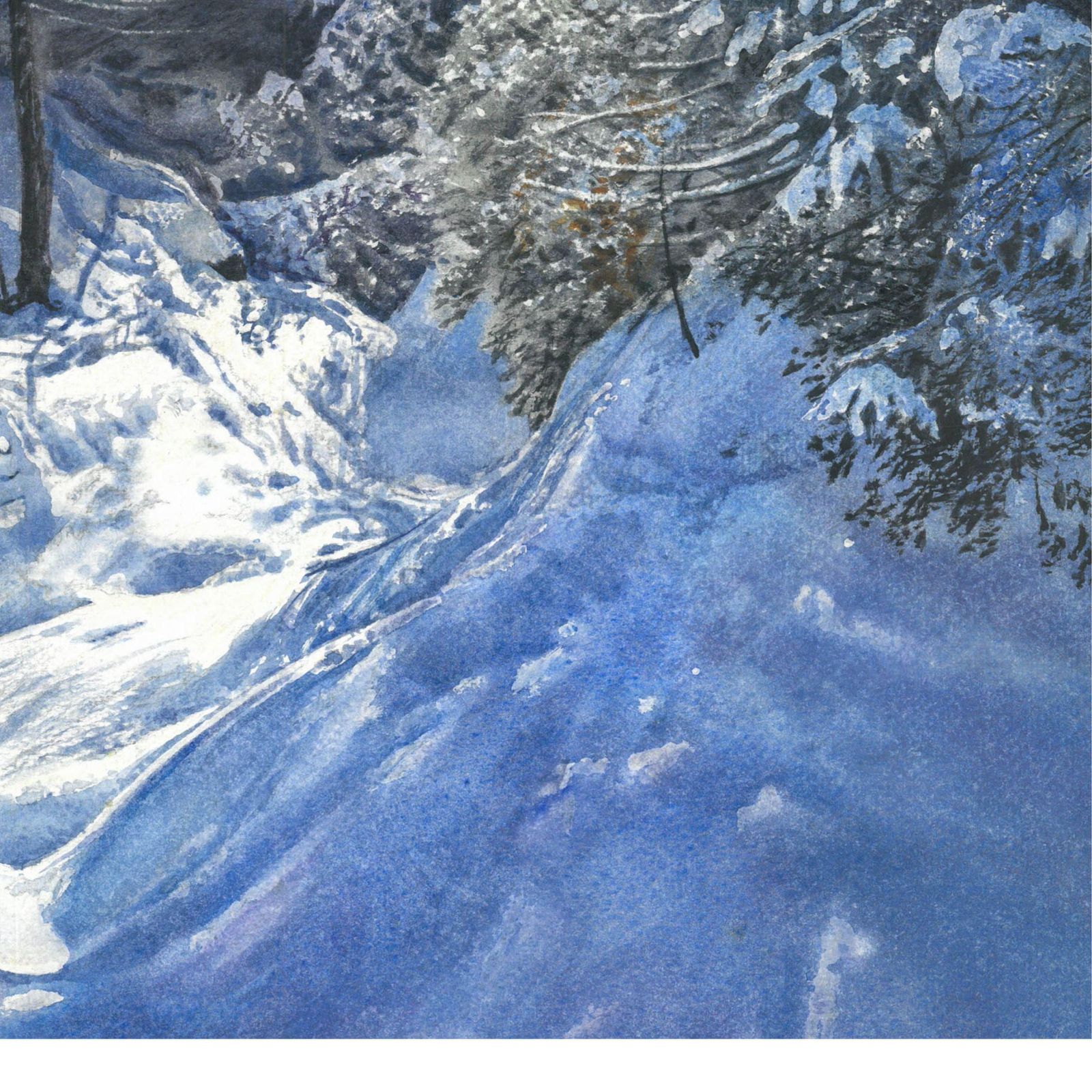 Michal Suffczynskia Winter Valley – Large Contemporary Mountain Landscape Watercolour Painting2018 photo vinterior