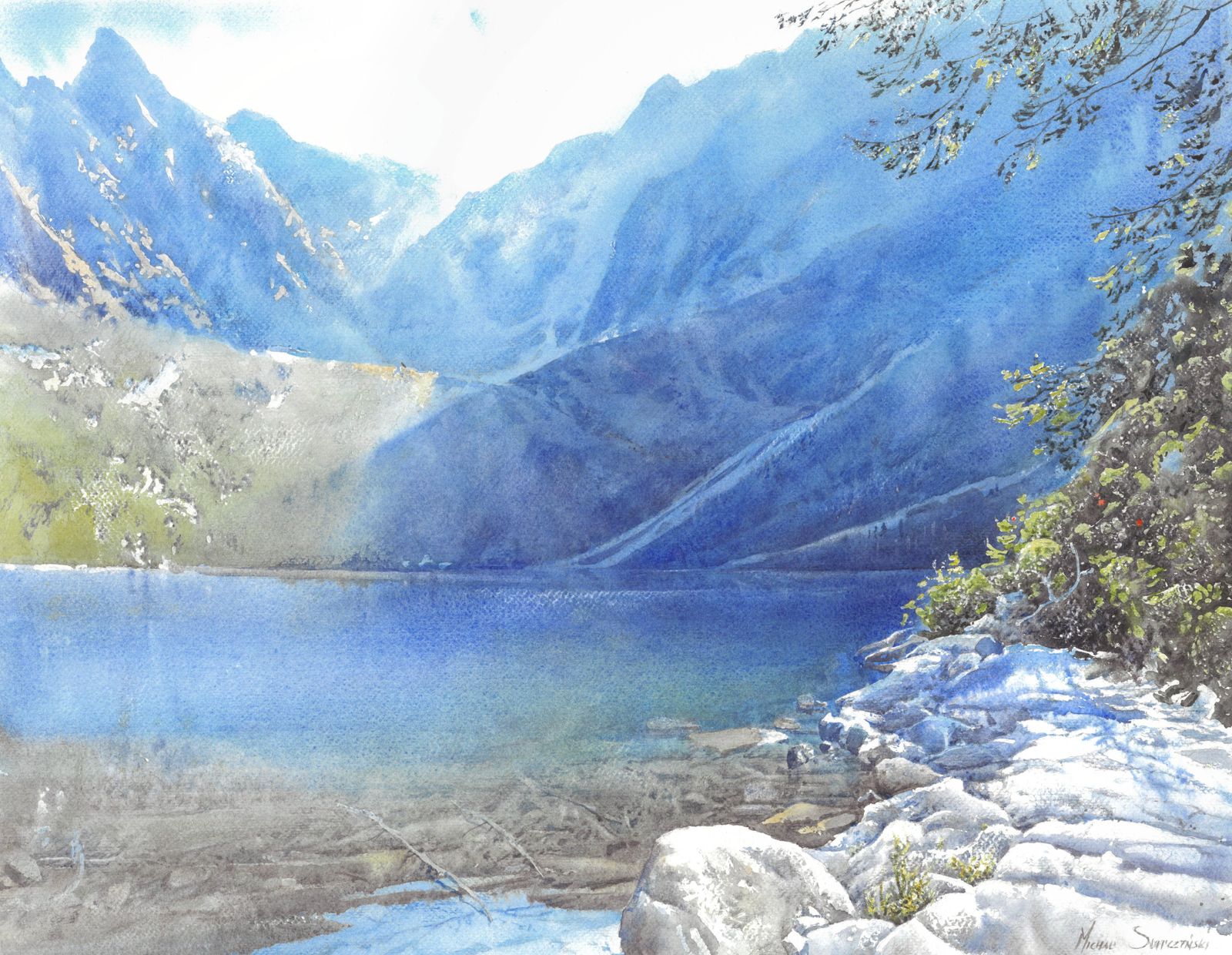 Michal Suffczynskitatra Highland Lake – Large Mountain Landscape Watercolor By Michał Suffczynski2025