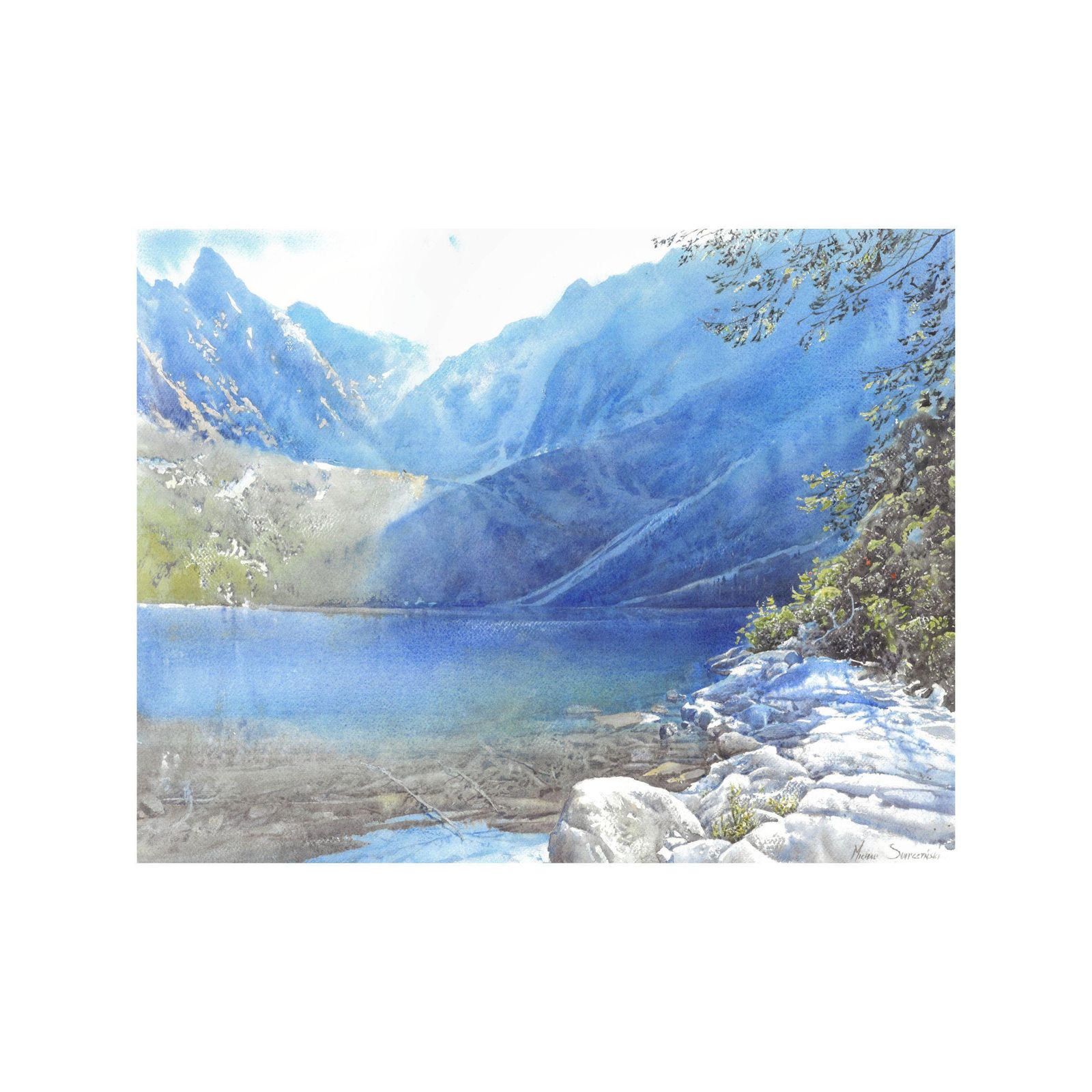 Michal Suffczynskitatra Highland Lake – Large Mountain Landscape Watercolor By Michał Suffczynski2025 photo furniture