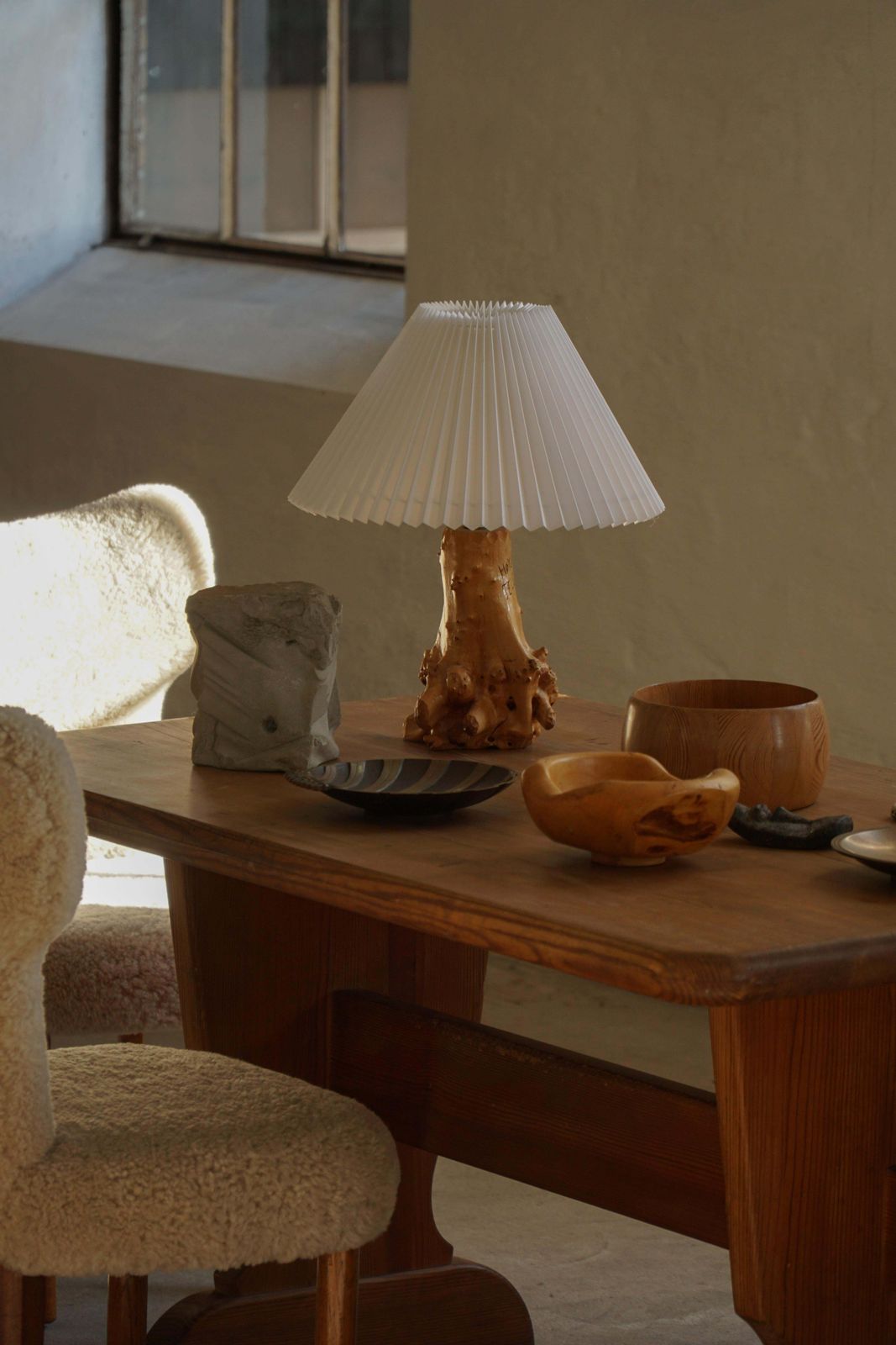 Scandinavian Modern, Carved Wooden Table Lamp With Engraved Inscription, 1972 photo vintage