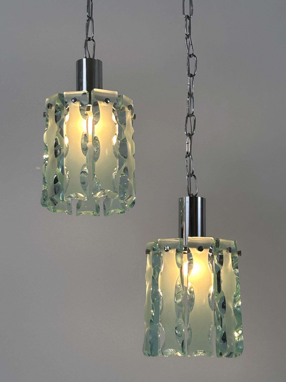 Set Of Two Elegant Mid Century Modern Pendant Lamps By Zero Quattro Italy 1970s photo furniture