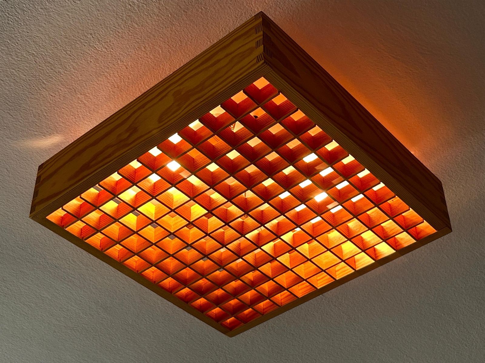 1294.0 Elegant Mid Century Modern Pine Wood Flush Mount Or Ceiling Lamp Sweden 1970s photo