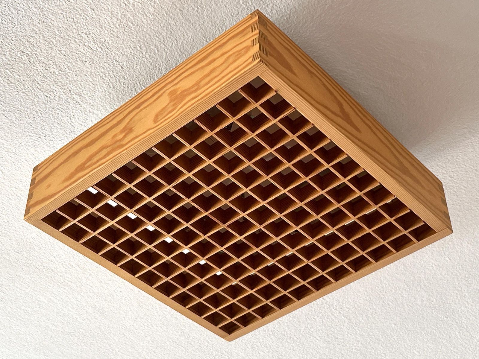 photo vinterior Elegant Mid Century Modern Pine Wood Flush Mount Or Ceiling Lamp Sweden 1970s