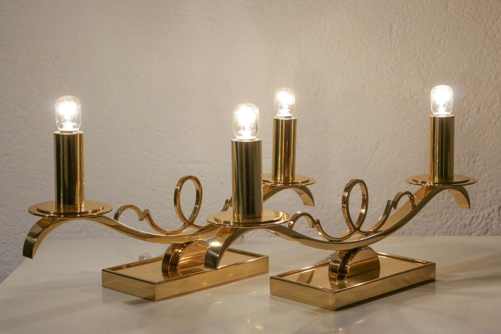 Art Deco Brass Table Lamps In The Style Of Jules Leleu, France, 1930s