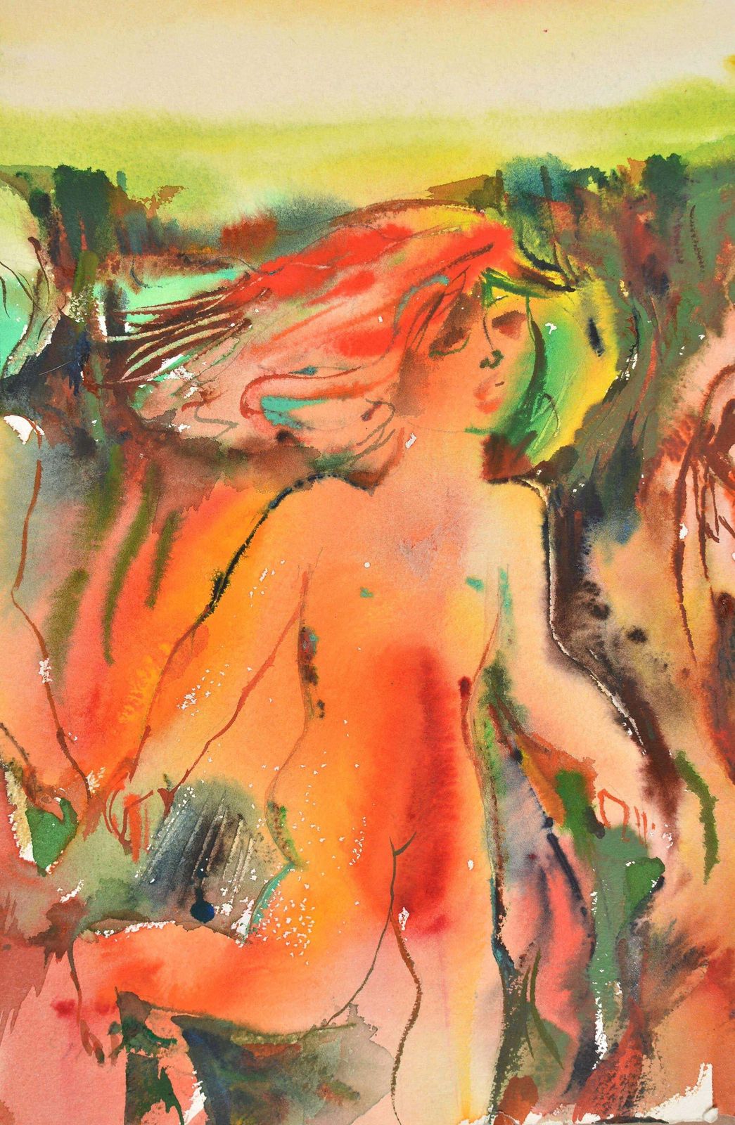 Malda Muizulesummer. Watercolor Painting On Paper, 1971, 56x75 Cm, Signed1971 photo for sale