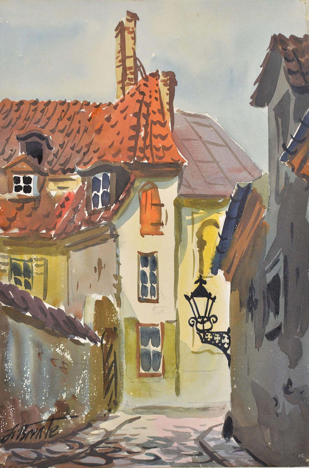 Janis Brekteold Riga. 1956. Watercolor, Paper. 23x15 Cm. Signed1956