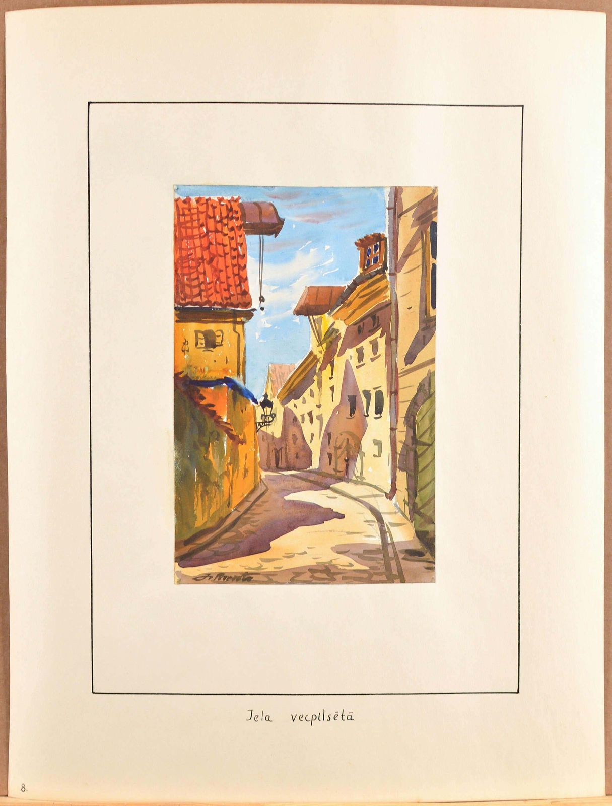 Janis Brekteold Town Street. 1956. Watercolor, Paper. 23x15 Cm. Signed1956 photo 369.0