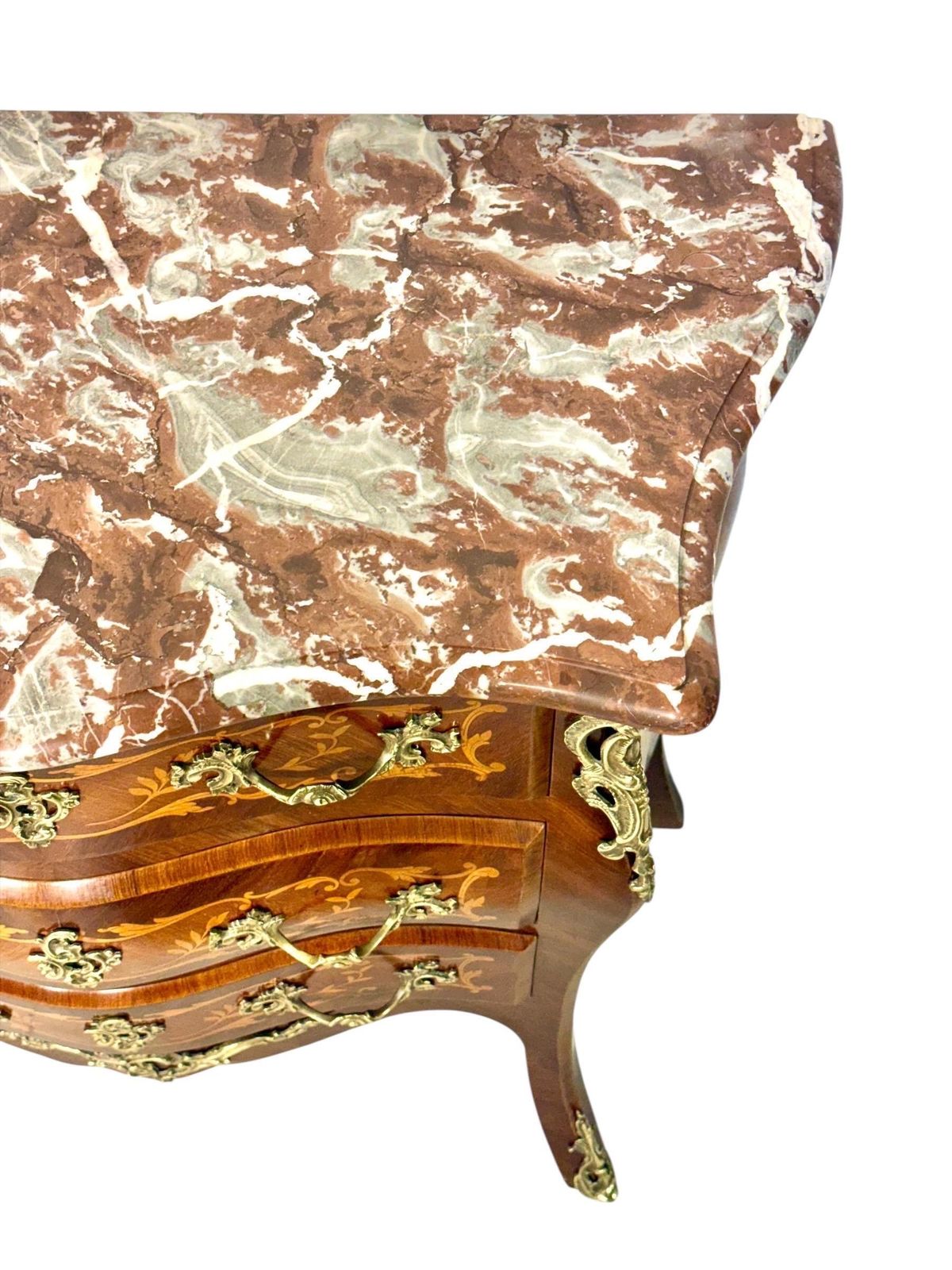 19th Century French Louis XV Style Marquetry Commode With Breccia Marble Top photo vintage