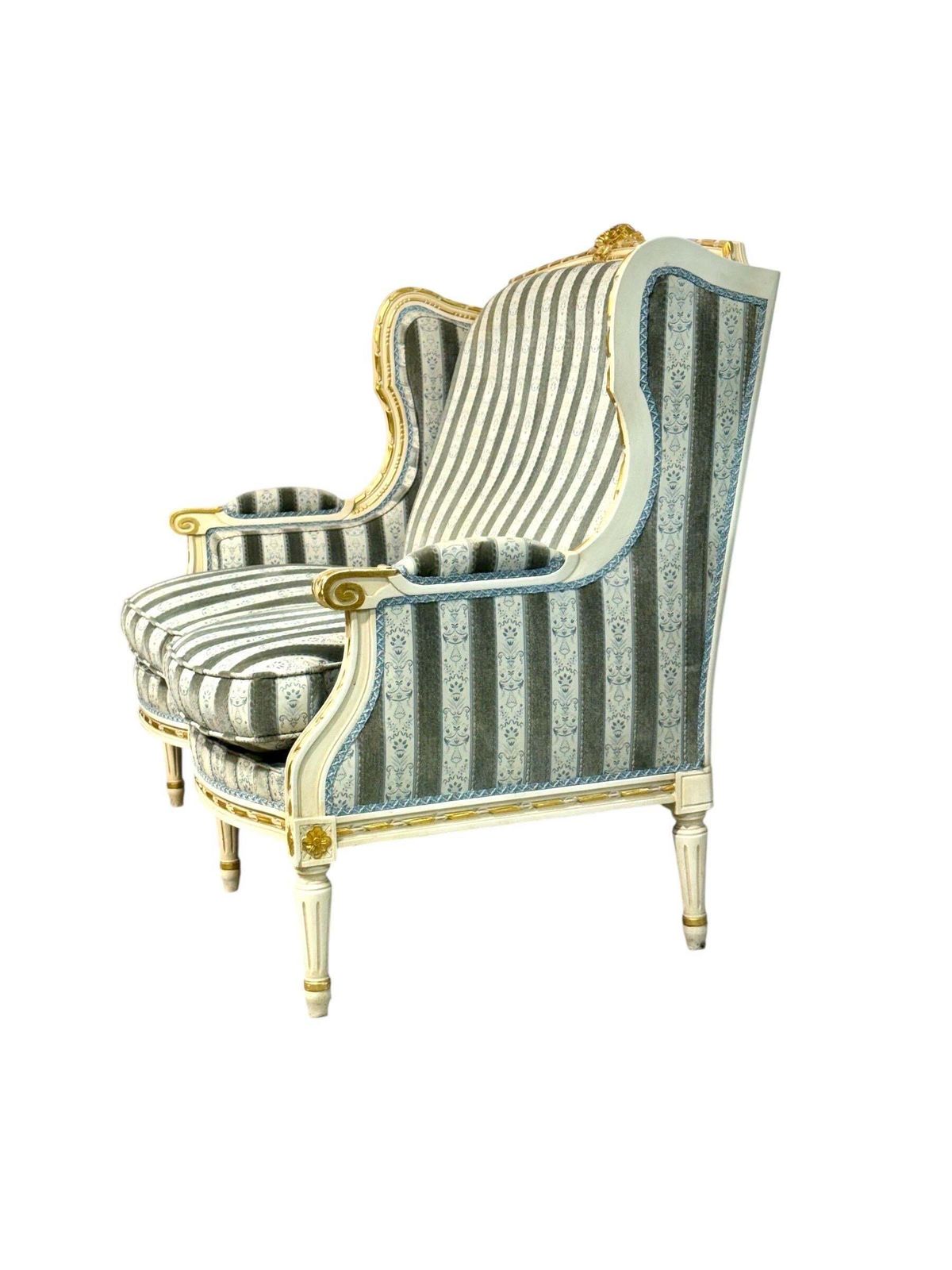 Early 20th Century French Louis XVI Style Painted And Gilded Two Seat Sofa photo for sale