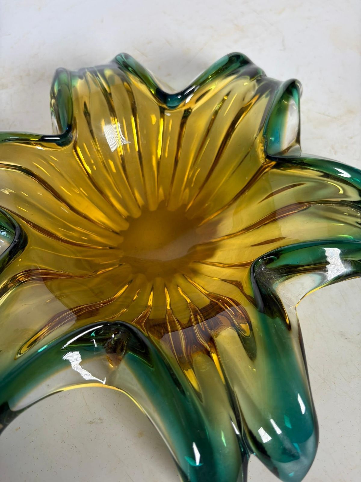 photo furniture Large Green Italian Art Glass Ashtray, 1960