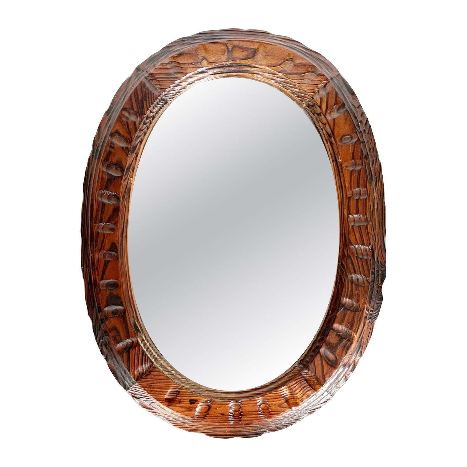 Wooden Chalet Mirror, Dark Brown, France, 1960