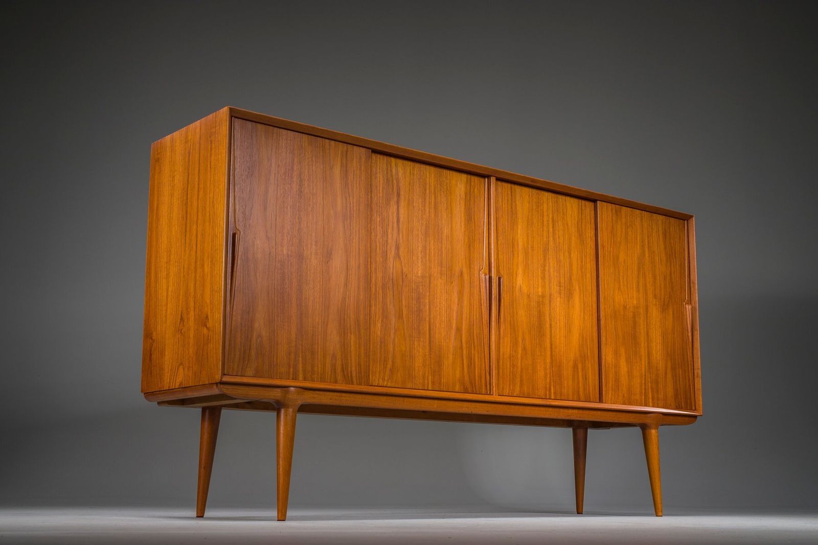 Model 19 Teak Highboard By Gunni Omann For Omann Jun, Denmark, 1960s photo vintage