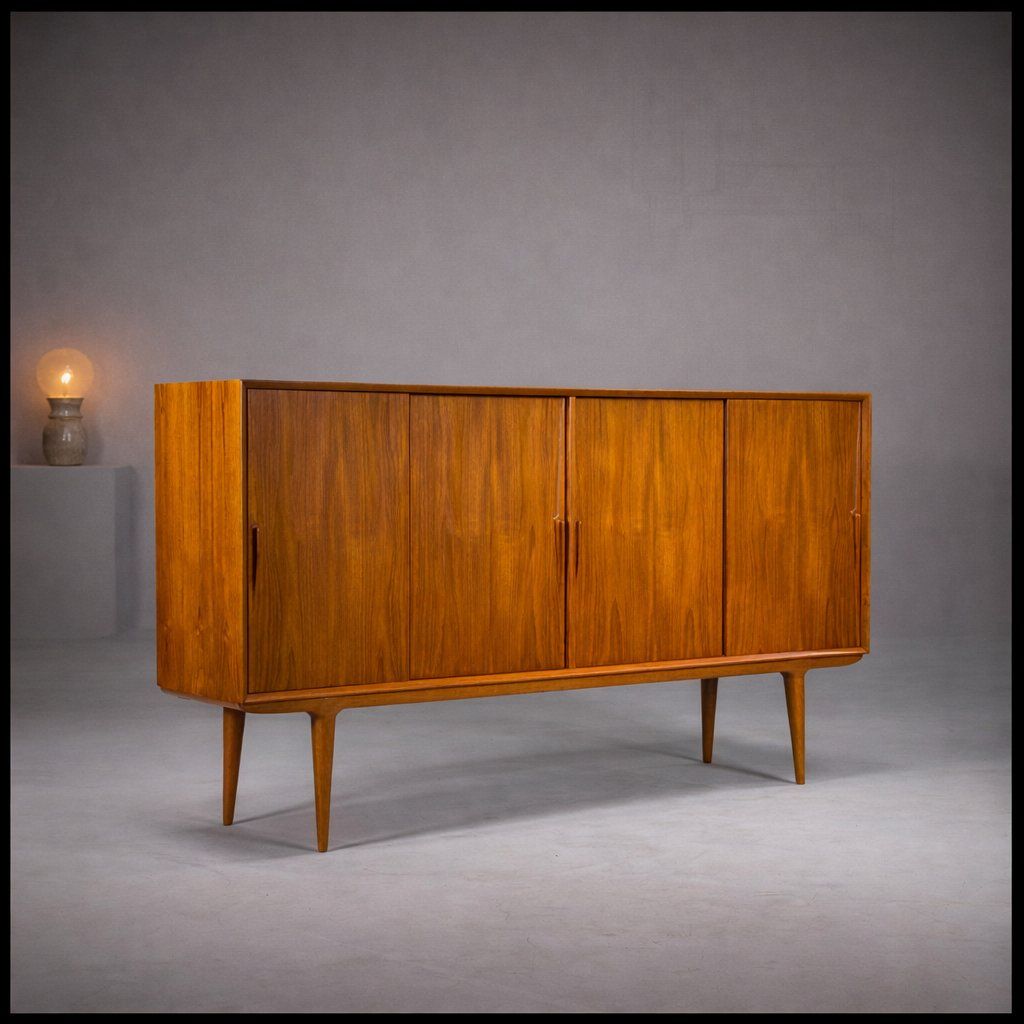 photo buy Model 19 Teak Highboard By Gunni Omann For Omann Jun, Denmark, 1960s