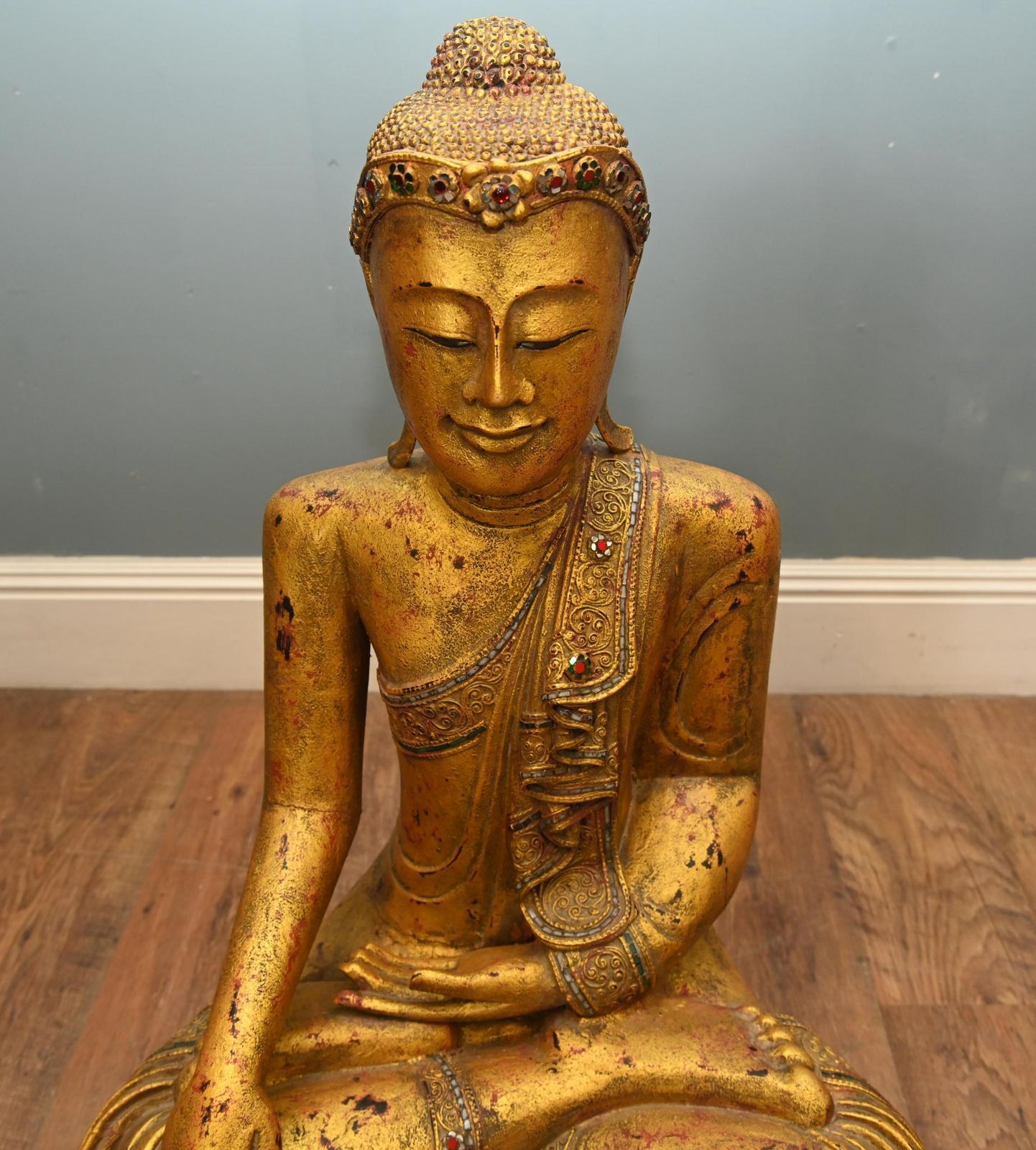 Carved Burmese Buddhist Statue Lotus Buddha Carving Myanmar photo furniture