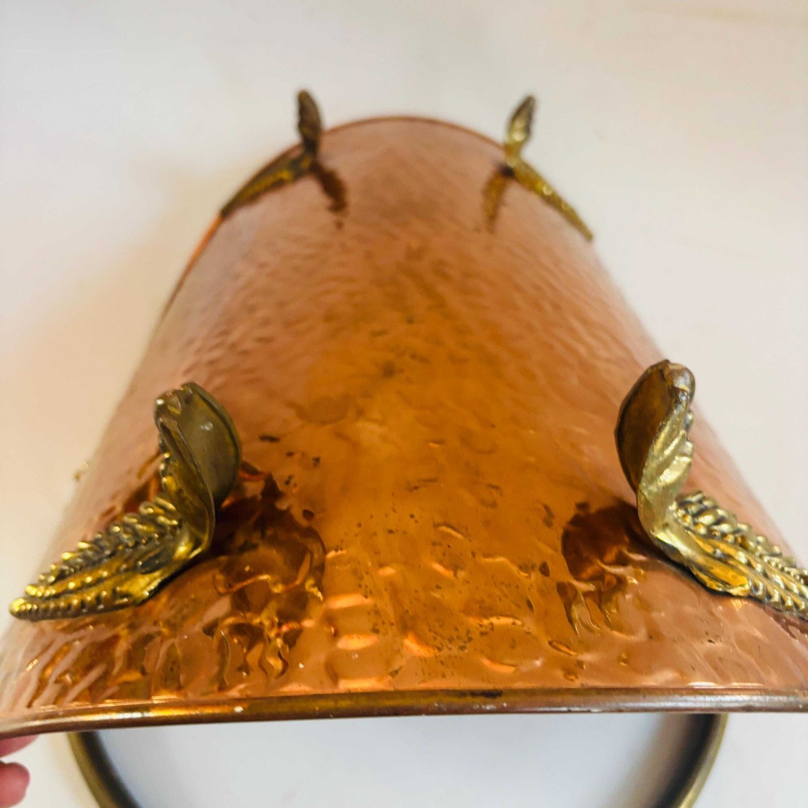 Rare Antique Century English Hammered Copper & Brass Log Layer With Hallmark, C.1870 photo vinterior