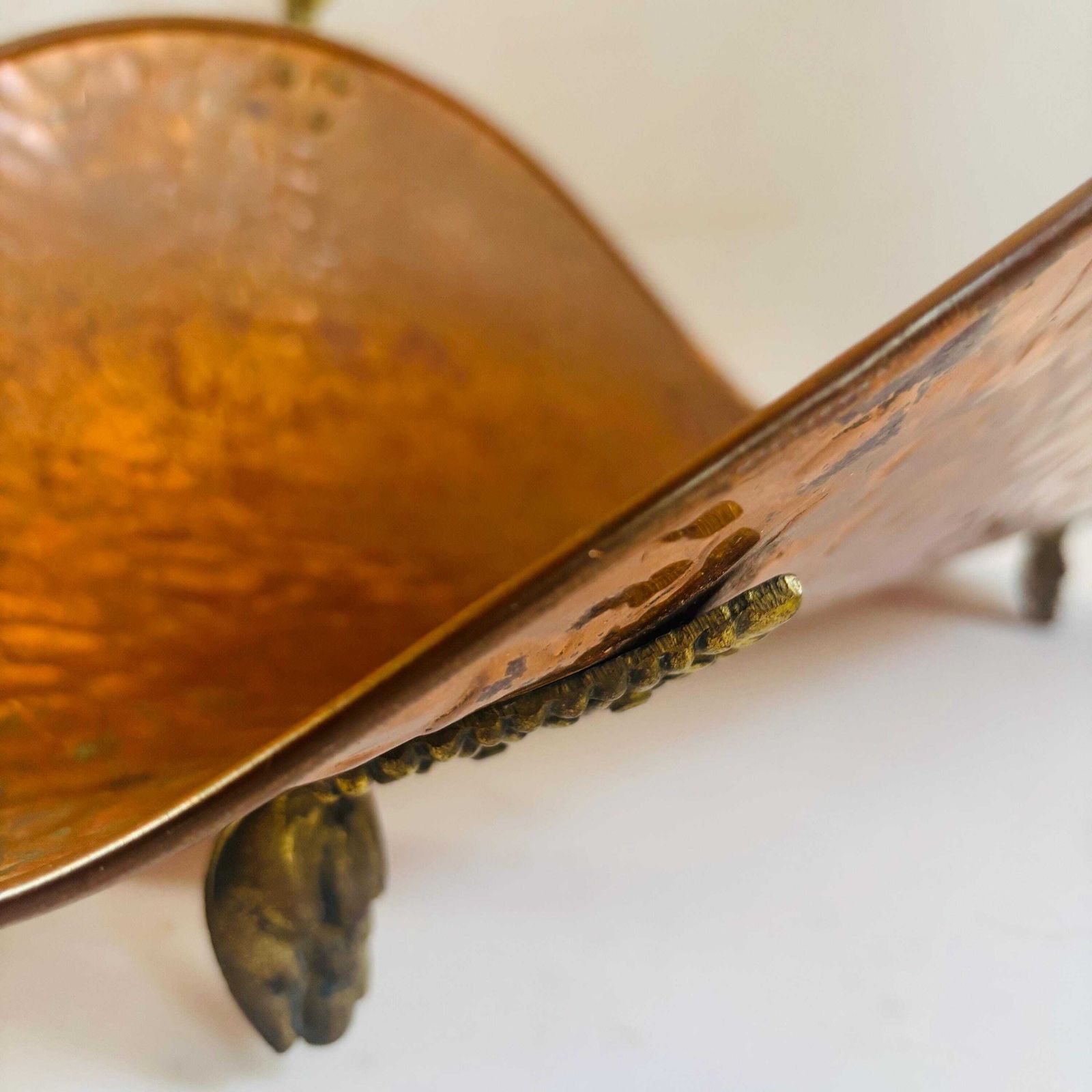 photo buy Rare Antique Century English Hammered Copper & Brass Log Layer With Hallmark, C.1870